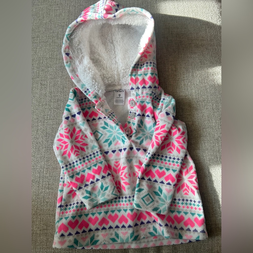 Carter's Pink and Teal Patterned Hoodie